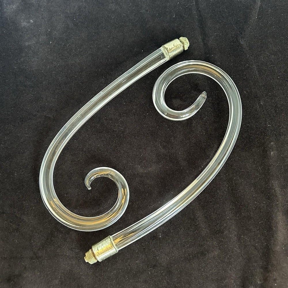 Glass Chandelier Scroll Arms 11" Curved Replacement Parts Metal Ferrules Vtg - Picture 2 of 4